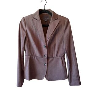 Banana Republic Womens Brown Textured 3-Button Peplum Blazer Jacket Size 2
